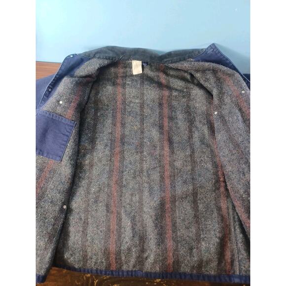 VINTAGE Carhartt Chore Indiglo Blue Jacket Men Blanket Lined Made USA Canvas 2XL - Picture 6 of 16